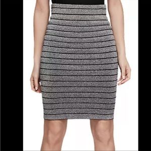 Reiss Metallic Black Hanni Bandage Bodycon Skirt